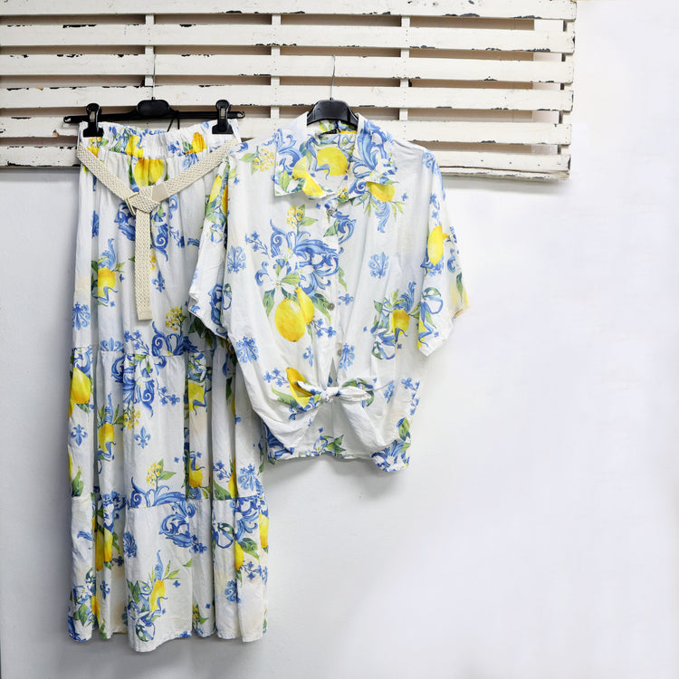 Fawn cotton lemon print shirt with 3/4 sleeve 2 per pack G97965F