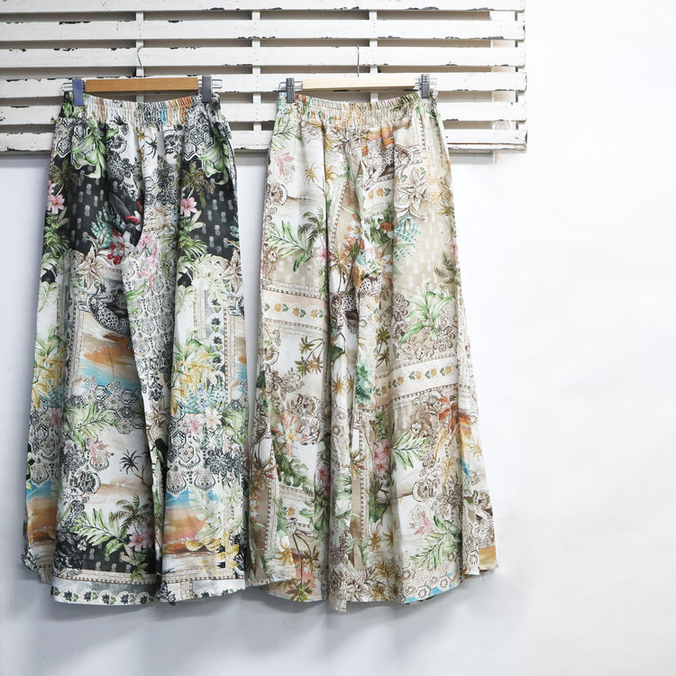 Linen cream print pants with black print 2 per pack G996b