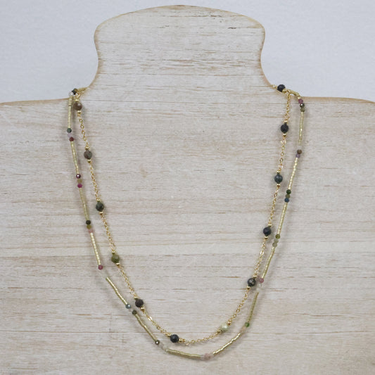 2 layer gold and crystal necklace 2 per pack             KFA99305