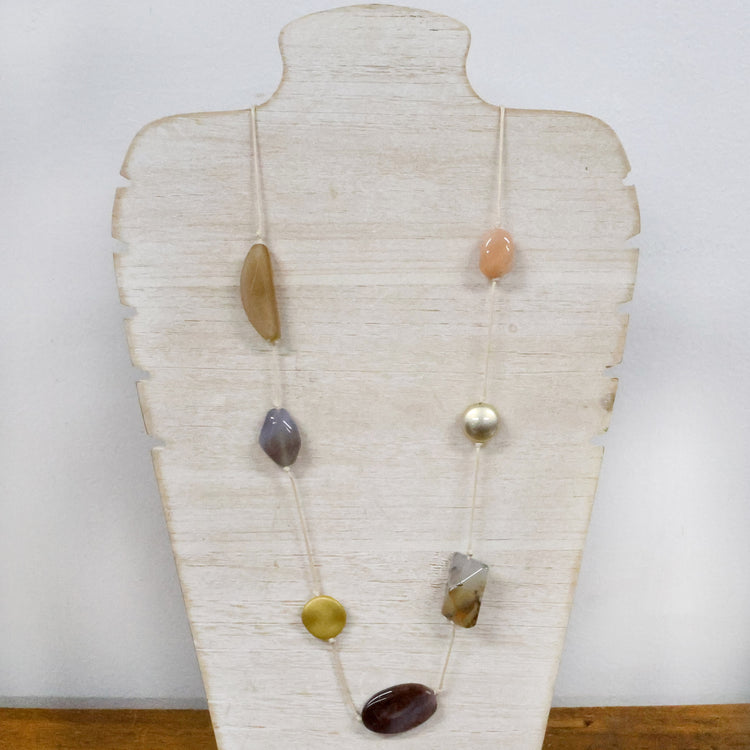 Cord neck with semi precious stone 2 per pack KFA99422