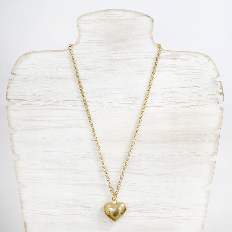 Stainless steel chunky heart belcher necklace 2 per pack RX001