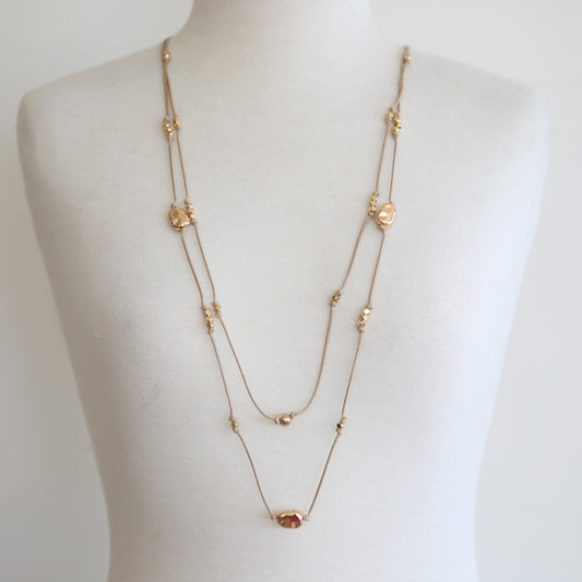Layered necklace with rose gold charms 2 per pack