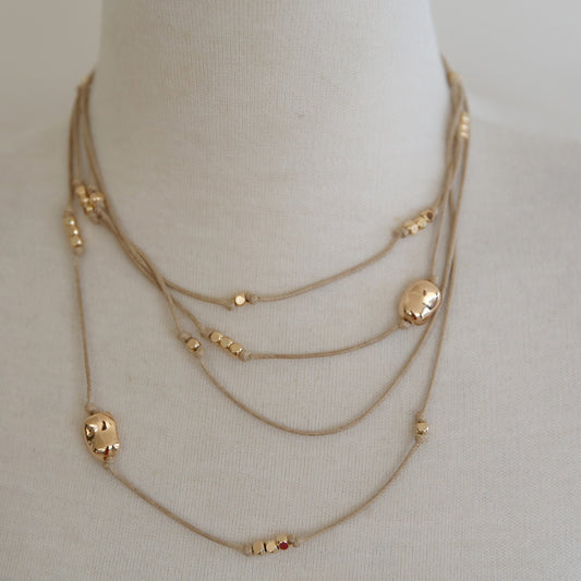 Layered necklace with rose gold charms 2 per pack