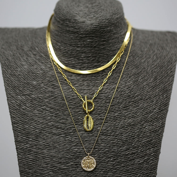 Fob with charm necklace in sterling silver and gold plated 2 per pack