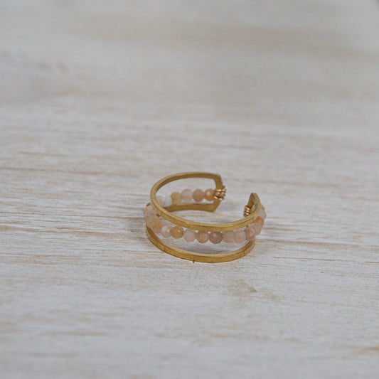 Rose gold ring with natural crystal 2 per pack AFH805042