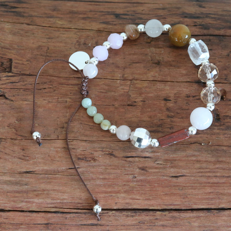 Natural stone bracelet with crystal rose quartz 2 per pack