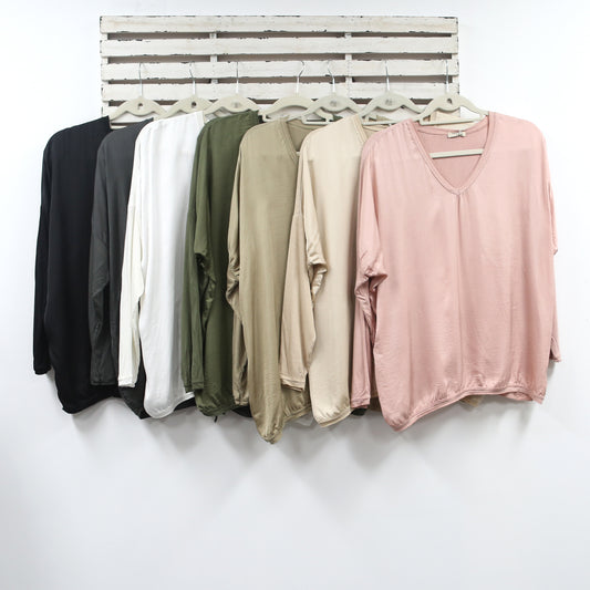 Khaki silk blend top with cotton back and sleeves 2 per pack CGH005K