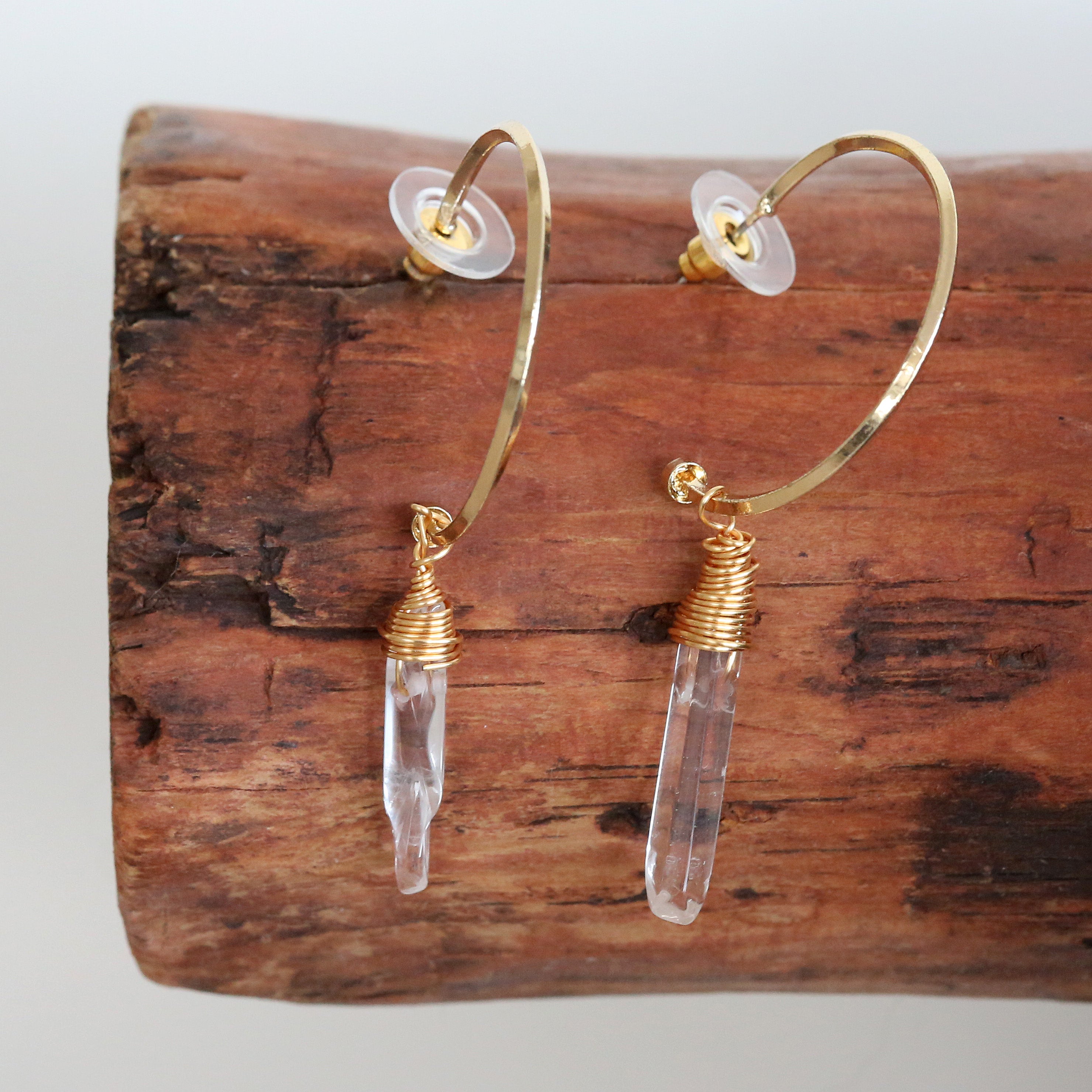 Quartz crystal hoop on sale earrings