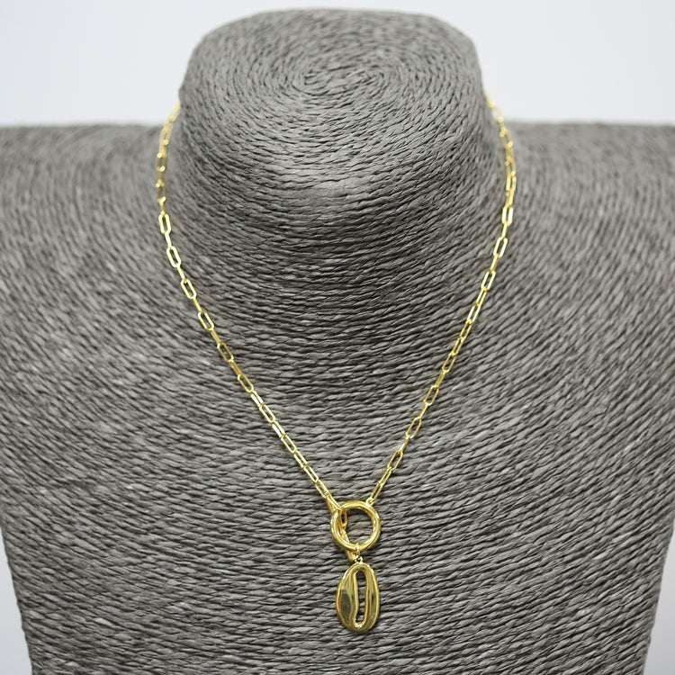 Fob with charm necklace in sterling silver and gold plated 2 per pack
