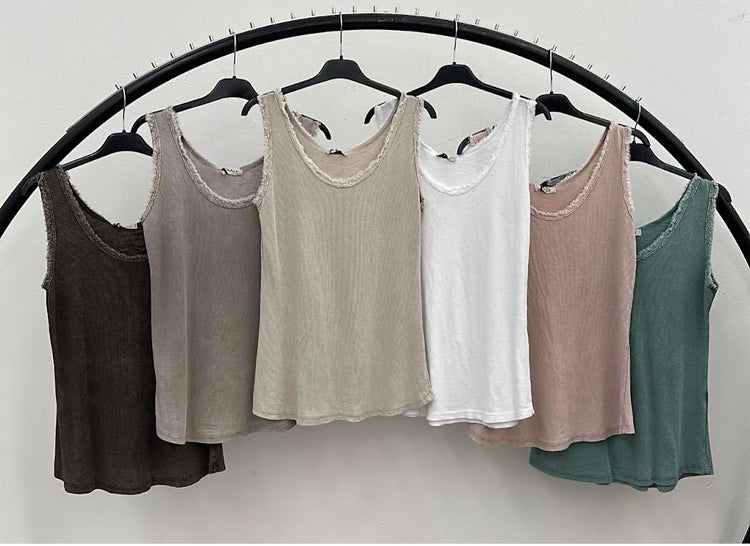 Brown cotton singlet with frey detail 2 per pack     G915401BR