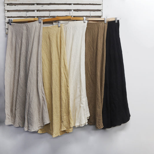 Black linen skirt with elastic waist 2 per pack        CE8052110BL