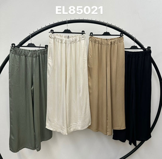 Black satin blend pants with elastic waist 2 per pack    CE85021BL