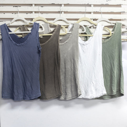 Blue cotton singlet with fray edges 2 per pack               CE915401B