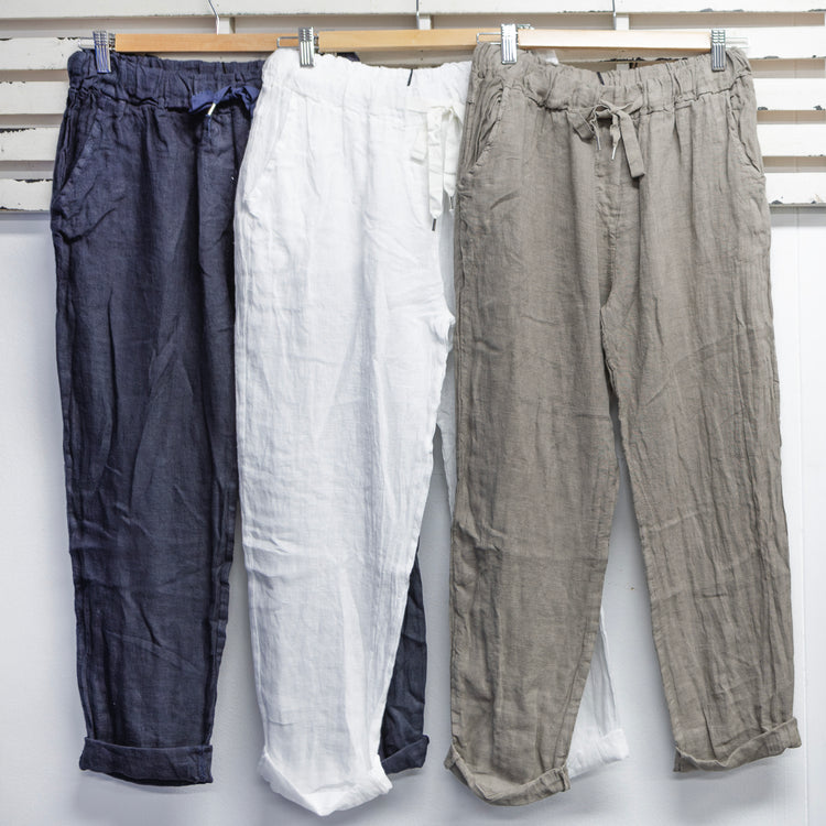 Navy linen pants with tie waist 2 per pack                     CGM016NV