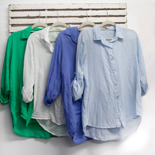 Light Blue cotton shirt with tie detail 2 per pack                 CGX446LB
