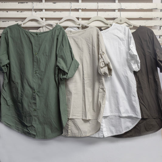 Chocolate cotton top with buttons down the back 2 per pack   CM96552C