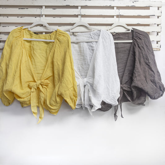 Corn linen jacket with tie detail 2 per pack     CR21684C