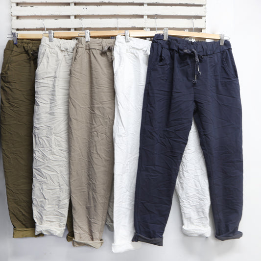 Fawn viscose blend stretch pants with pockets and draw string 2 per pack CSS70002F