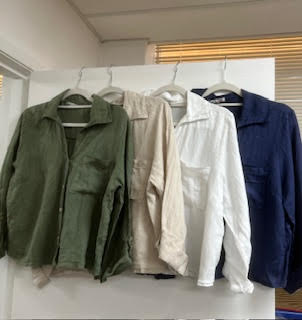 Khaki linen button shirt with v neck collar and pocket 2 per pack  CT5326K