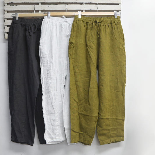 Gun Metal linen drawstring pants with pockets 2 per pack   CT6522GM