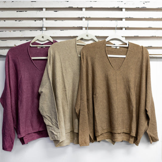 Camel viscose knit v neck with detail down front 2 per pack  CX007C