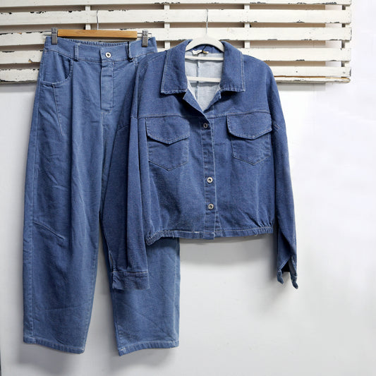 Blue cotton pants with elastic waist and pockets 2 per pack   CX62569B