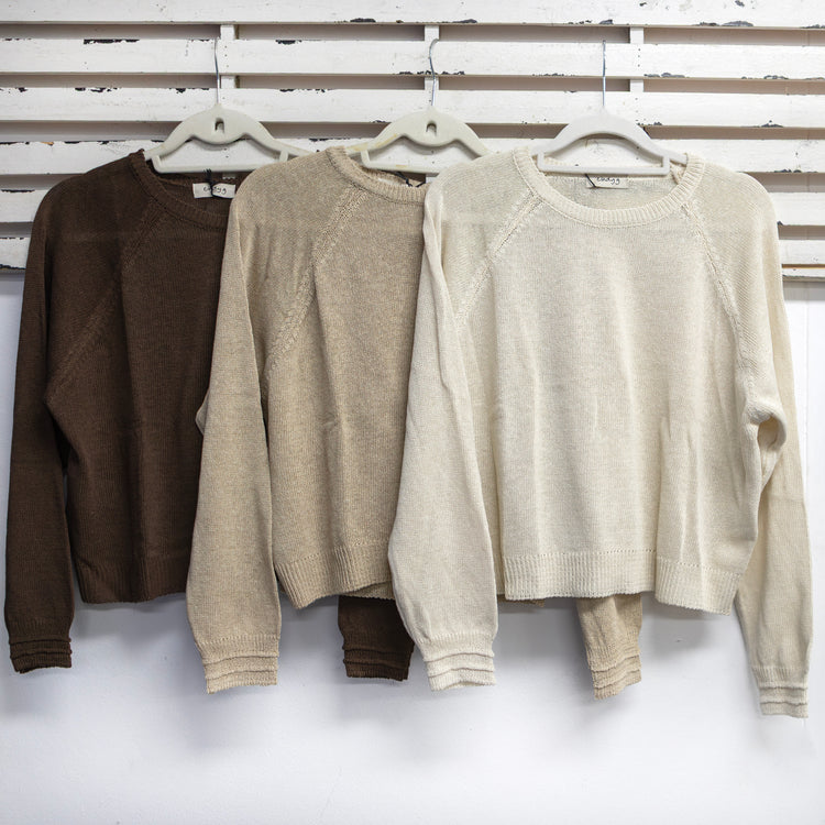 Fawn cotton knit jumper with detailed sleeves 2 per pack   CX8231N