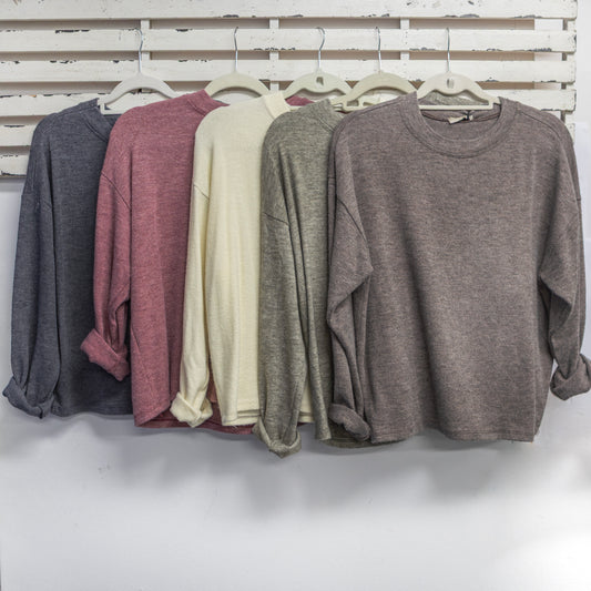 Cream viscose blend round neck knit with long sleeves 2 per pack  CX853051C