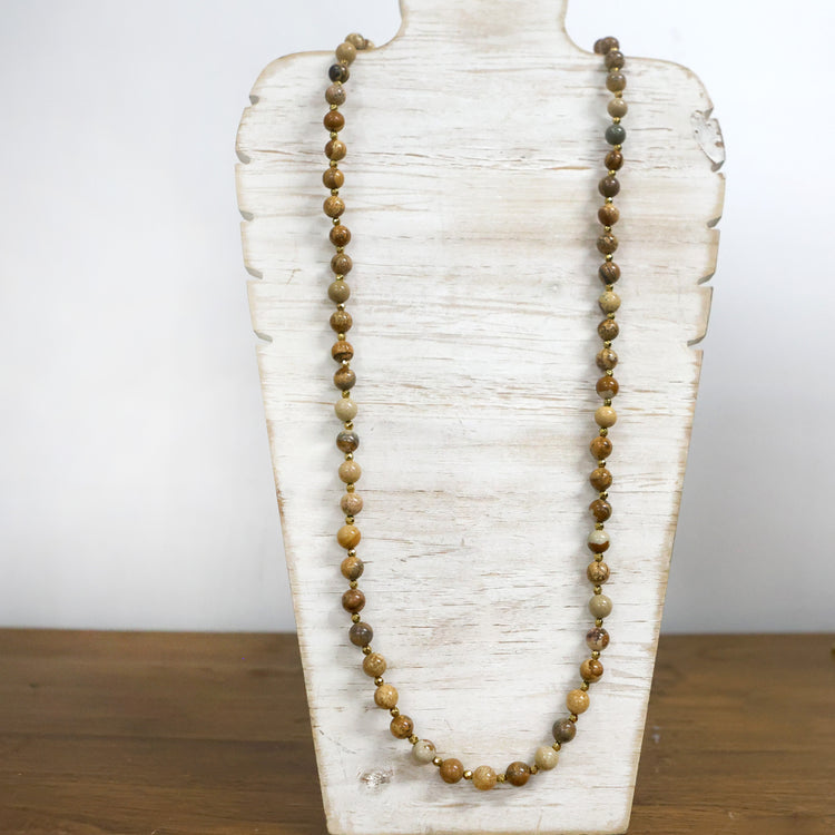 Wood long necklace with gold 2 per pack   DFA64002