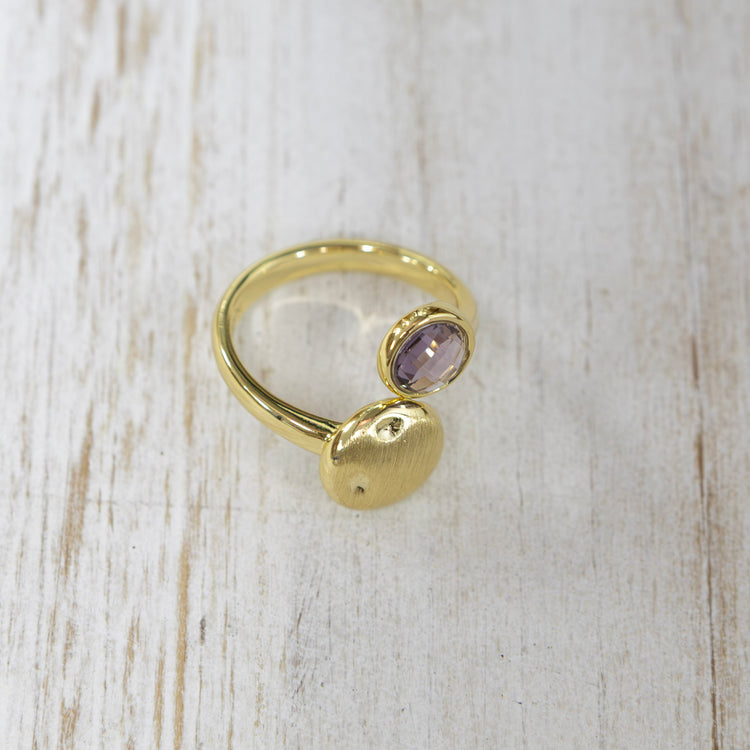 Gold plated ring with semi precious stone 2 per pack    G1039
