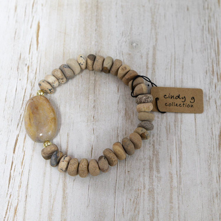Natural bracelet with stone charm 2 per pack   G1253B