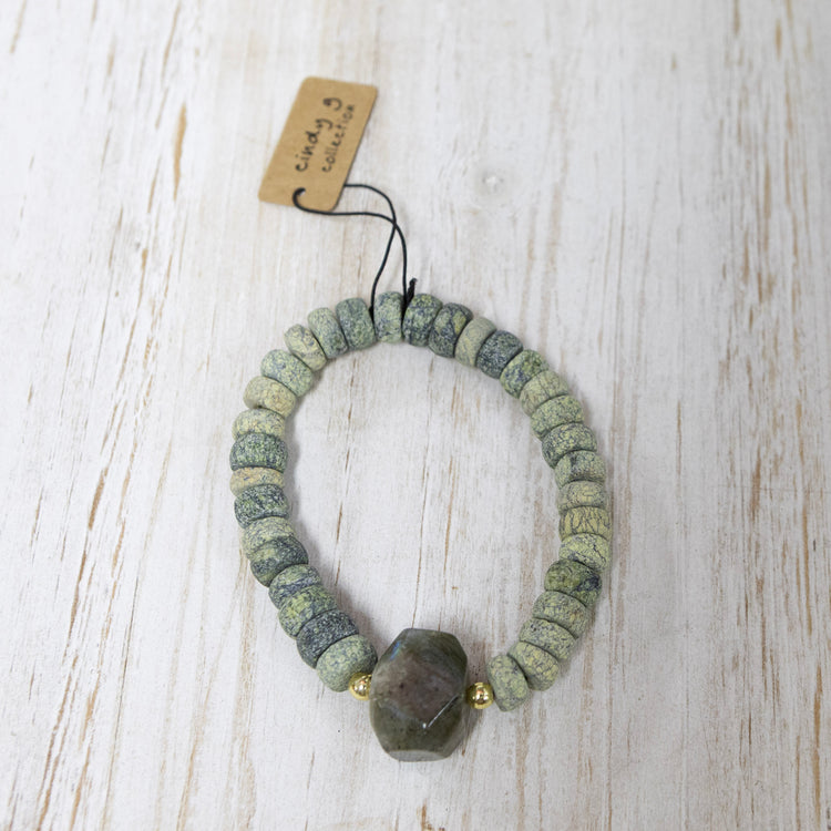 Aqua bracelet with stone charm 2 per pack   G1253C