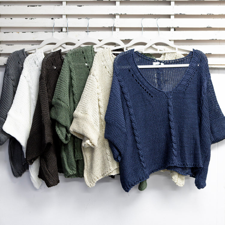 Khaki cotton knit with v neck and front detail 2 per pack