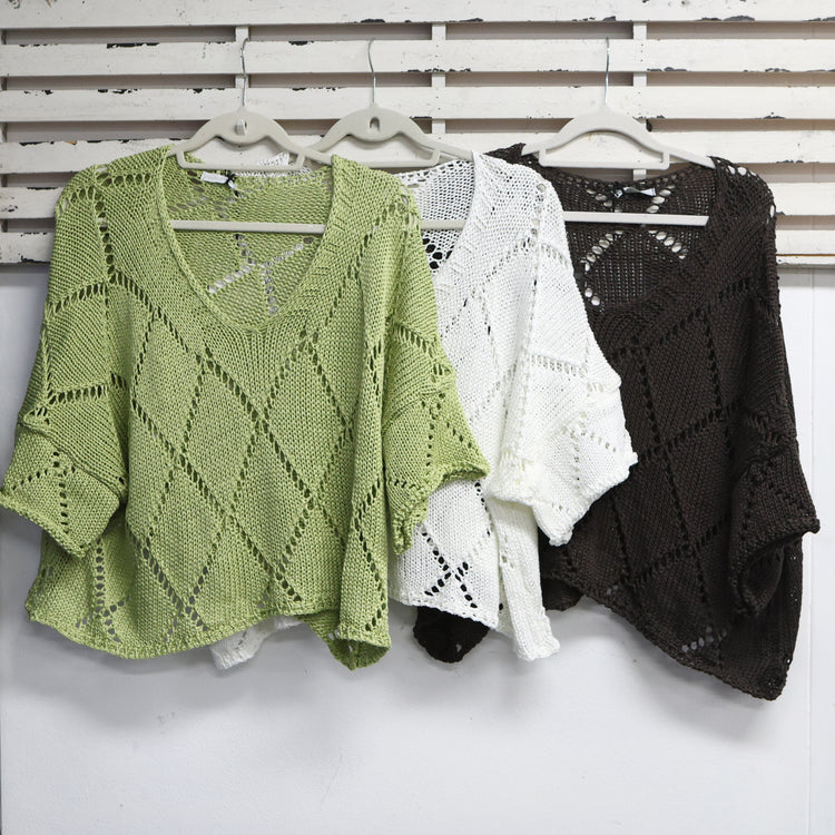 Chocolate cotton diamond design knit with round neck 2 per pack  G1962CH