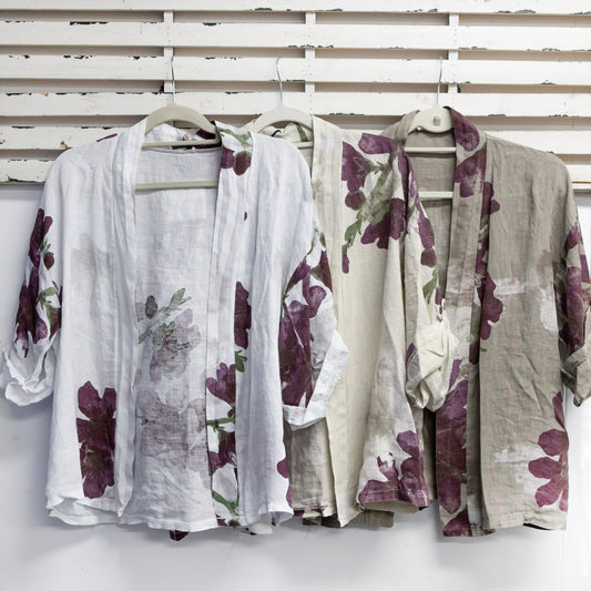 Fawn and wine linen flower print jacket 2 per pack G21661FW