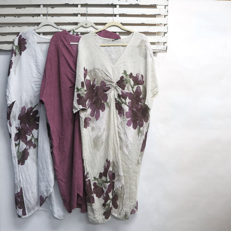 Wine linen dress with knot detail 2 per pack   G22637W