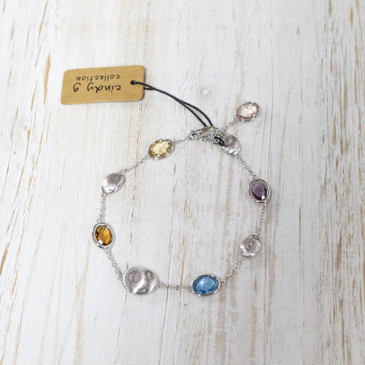 Silver plated bracelet with semi precious stones 2 per pack   G2488