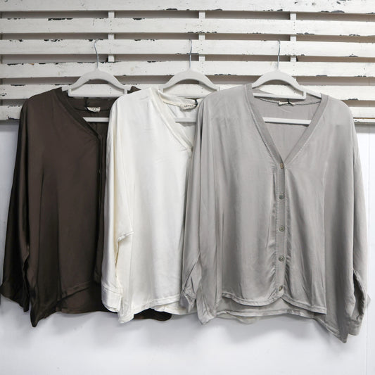 Chocolate viscose silky feel jacket with 3/4 sleeves 2 per pack  G25085CH
