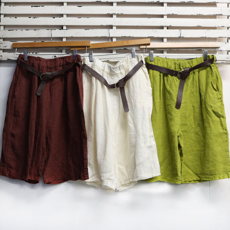 Chestnut linen shorts with belt 2 per pack
