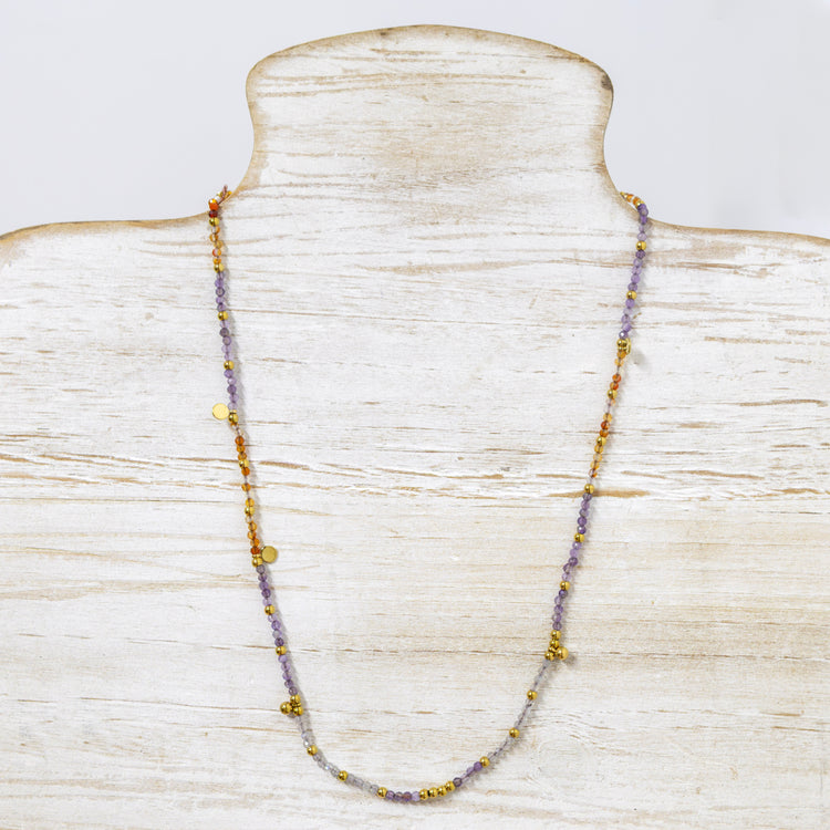 Miniature crystal and gold charm necklace 2 per pack  G31554