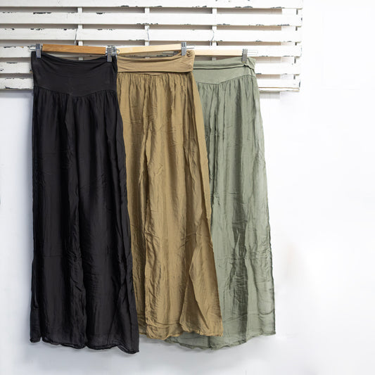 Tan silk blend pants with cotton waist and inlay 2 per pacK  G61248T