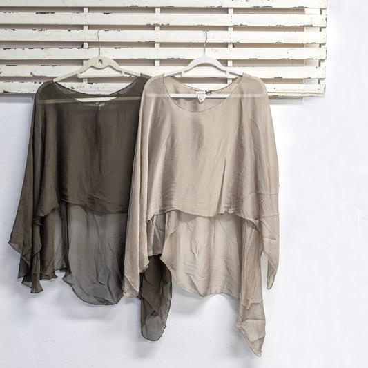 Chocolate silk blend round neck cape 2 per pack   G66178CH