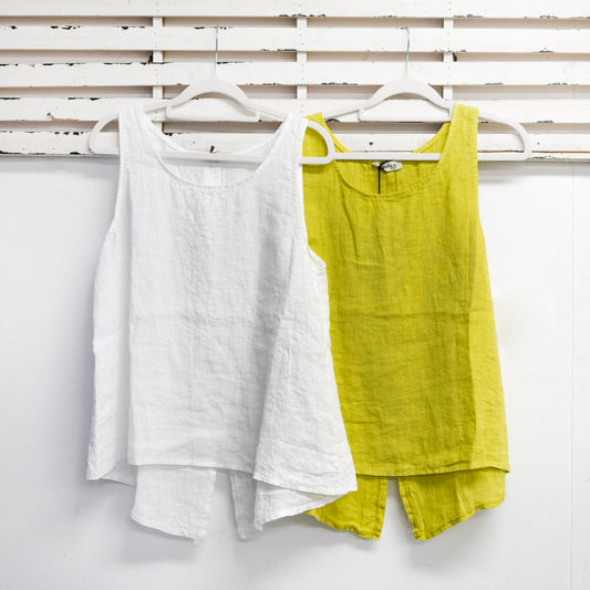 Citrine linen sleeveless top with button and slit 2 per pack    G67257CI