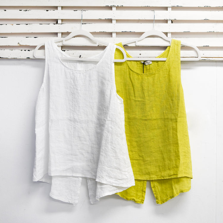 Citrine linen sleeveless top with button and slit 2 per pack    G67257CI
