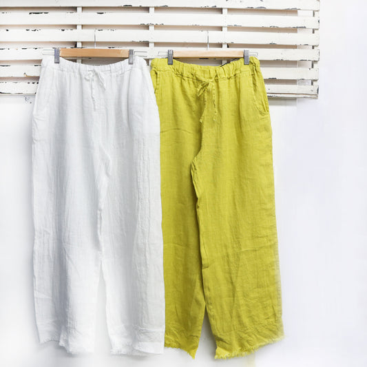 Citrine linen pants with side pockets and frey hem detail 2 per pack  G67628CI