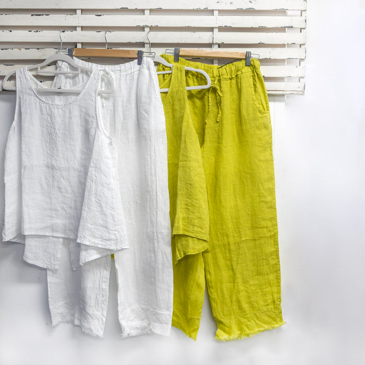 Citrine linen pants with side pockets and frey hem detail 2 per pack  G67628CI