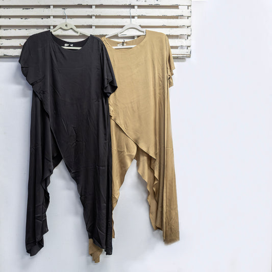 Black silk blend long flowing top 2 per pack    G67743BL