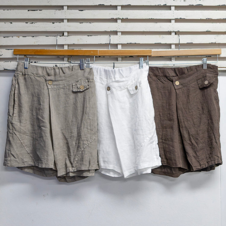 Chocolate linen shorts with buttons 2 per pack    G6831CH