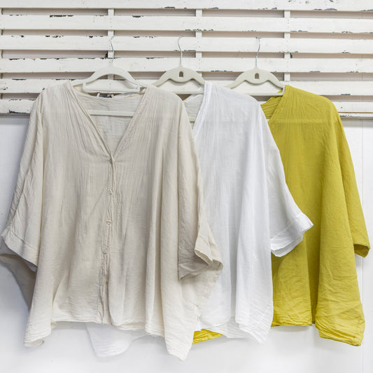 Citrine cotton v neck top with buttons 2 per pack   G86076CI