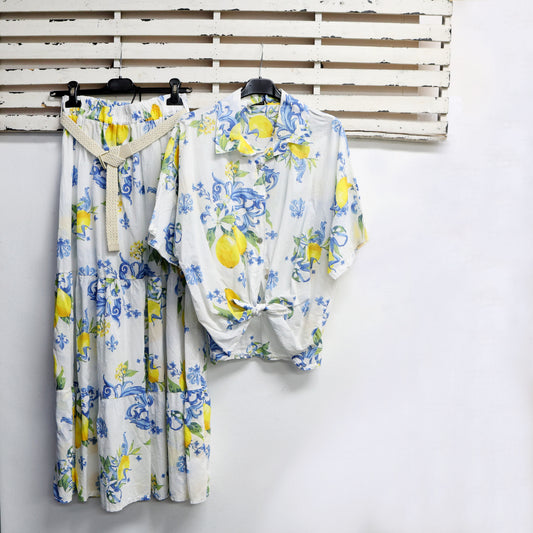 Fawn cotton lemon print shirt with 3/4 sleeve 2 per pack  G97965F